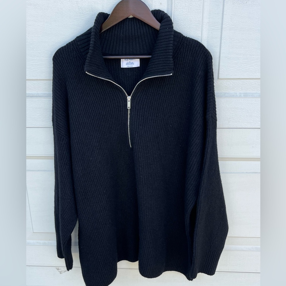 Old navy knit sweater 1/4 zip long sleeve black plus 3X
